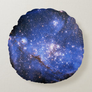 Falling Blue Embrionic Stars Rundes Kissen