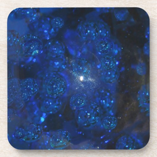 Falling Blue Glass Bubbles Getränkeuntersetzer (Vorderseite)