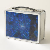 Falling Blue Glass Bubbles Metall Brotdose (Rückseite)