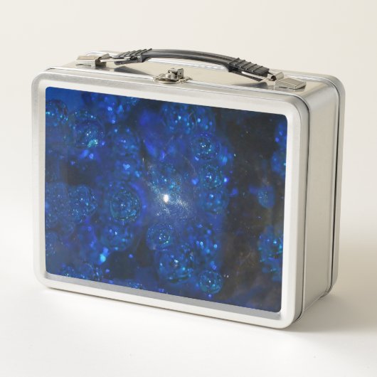 Falling Blue Glass Bubbles Metall Brotdose (Vorderseite)