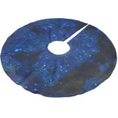 Falling Blue Glass Bubbles Polyester Weihnachtsbaumdecke (Schrägansicht)
