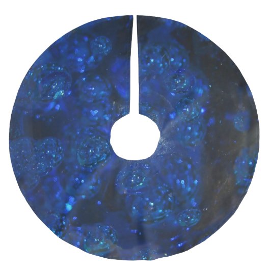 Falling Blue Glass Bubbles Polyester Weihnachtsbaumdecke (Vorderseite)
