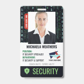Falling Code Cyber Security Shield Employee ID Ausweis (Vorderseite)