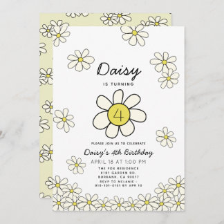 Falling Daisies White Floral Geburtstag Invitati Einladung