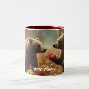 Falling Freunde Whimsical Bears teilen sich einen Zweifarbige Tasse