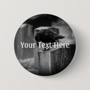 Falling Friedhof Crow Button