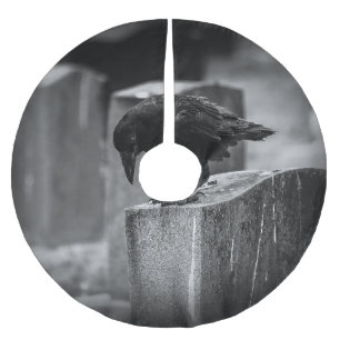 Falling Friedhof Crow Polyester Weihnachtsbaumdecke