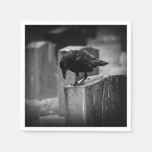 Falling Friedhof Crow Serviette (Vorderseite)
