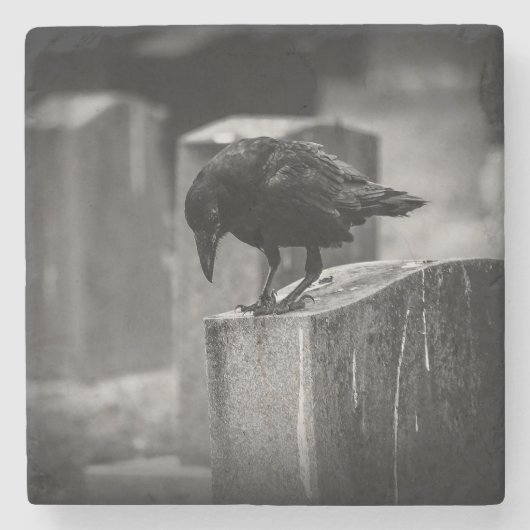 Falling Friedhof Crow Steinuntersetzer (Vorderseite)