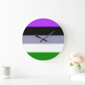 Falling Genderqueer Pride Flag Große Wanduhr (Zuhause)