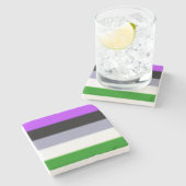 Falling Genderqueer Pride Flag Steinuntersetzer (Seitenansicht)