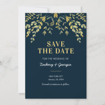 Falling Gold Blätter Save the Date Hochzeitskarten