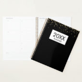 Falling Gold Glitter Personalisierter Schwarzer Ja Planer (Anzeige)