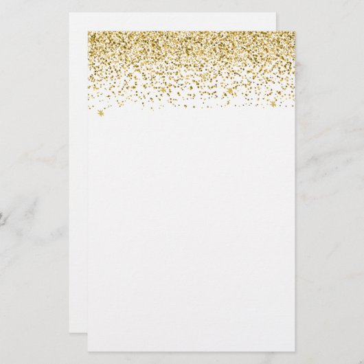Falling Gold Glitzer Confetti Briefpapier (Vorne/Hinten)