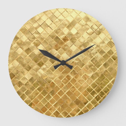 Falling Golden Checkerboard Große Wanduhr (Vorderseite)