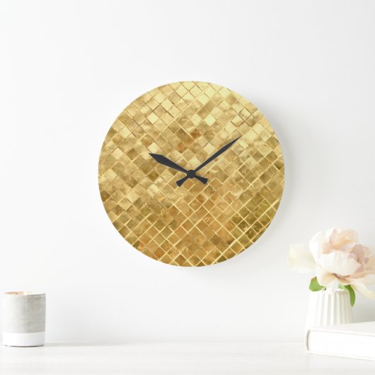 Falling Golden Checkerboard Große Wanduhr (Zuhause)