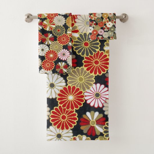 Falling Golden Chrysanthemums Badhandtuch Set (Insitu)