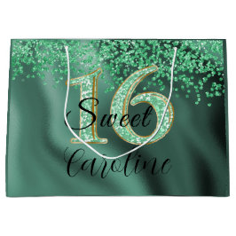 Falling Green Glitzer Sweet 16 Geburtstag Große Geschenktüte