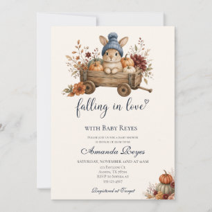 Falling in Love Fall Bunny Baby Shower Einladung