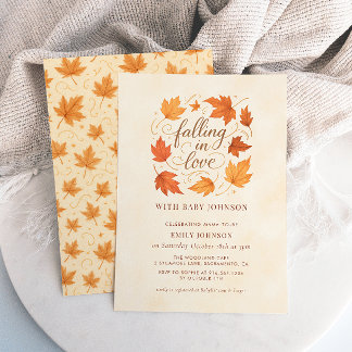 Falling In Love Fall Leaves Baby Shower Invitation Einladung
