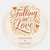 Falling in Love Modern Autumn Wedding  Runder Aufkleber (Vorderseite)