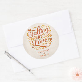 Falling in Love Modern Autumn Wedding  Runder Aufkleber