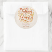 Falling in Love Modern Autumn Wedding  Runder Aufkleber (Tasche)
