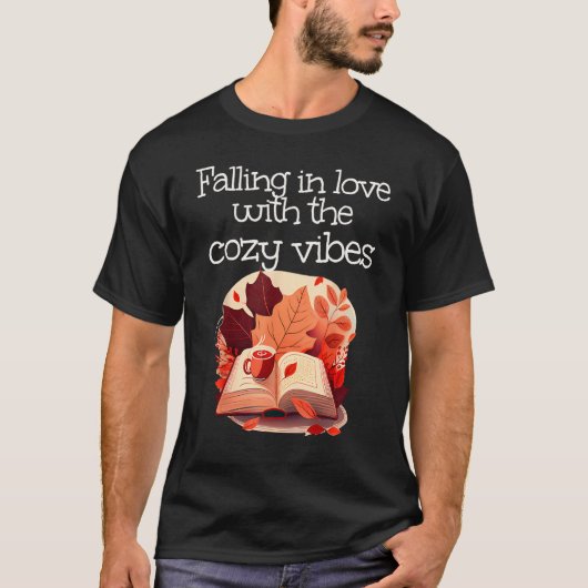 Falling in love with Autumn Books and red Leaves T-Shirt (Vorderseite)