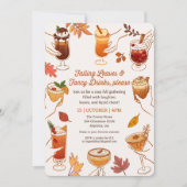 Falling Leaves & Fancy Drinks Bitte Fall Cocktail Einladung (Vorderseite)