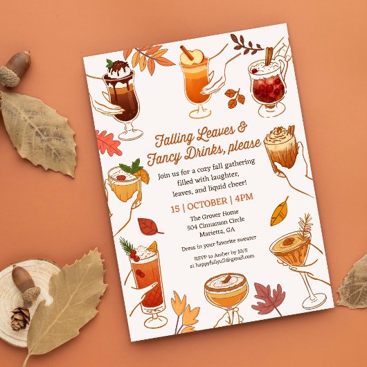 Falling Leaves & Fancy Drinks Bitte Fall Cocktail Einladung
