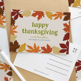 Falling Leaves Frohes Erntedankfest Postkarte