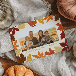 Falling Leaves Happy Thanksgiving Foto Feiertagskarte