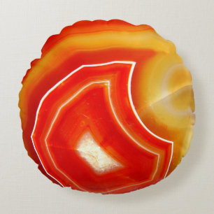 Falling Orange Agate Rundes Kissen