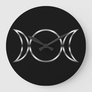 Falling Pagan Triple Goddess Symbol Große Wanduhr