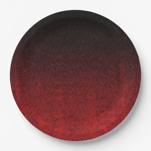 Falling Red & Black Glitzer Gradient Pappteller (Vorderseite)