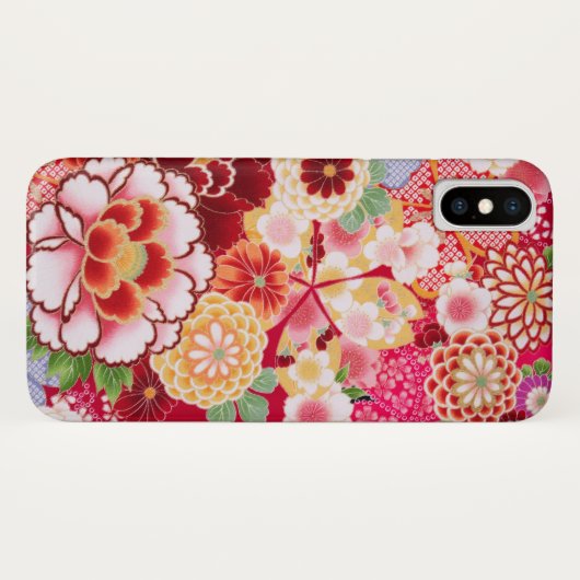 Falling Red Floral Burst Case-Mate iPhone Hülle (Rückseite (Horizontal))