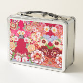 Falling Red Floral Burst Metall Lunch Box (Rückseite)