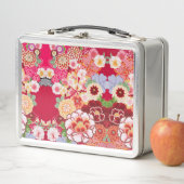 Falling Red Floral Burst Metall Lunch Box (Beispiel)