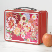 Falling Red Floral Burst Metall Lunch Box (Beispiel)