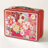 Falling Red Floral Burst Metall Lunch Box (Rückseite)