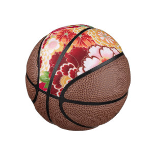 Falling Red Floral Burst Mini Basketball