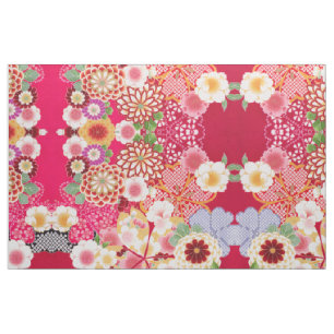 Falling Red Floral Burst Stoff