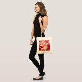 Falling Red Floral Burst Tragetasche (Vorderseite (Model))