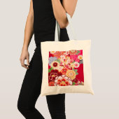 Falling Red Floral Burst Tragetasche (Vorderseite (Produkt))