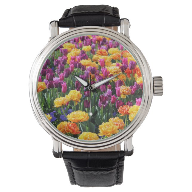Falling Sunset Floral River Armbanduhr (Vorderseite)