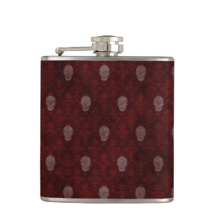 Falling Viktorianisch Skulls Red Flachmann