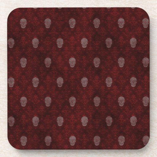 Falling Viktorianisch Skulls Red Getränkeuntersetzer (Vorderseite)