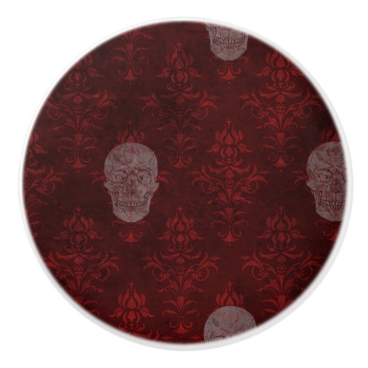 Falling Viktorianisch Skulls Red Keramikknauf (Vorderseite)