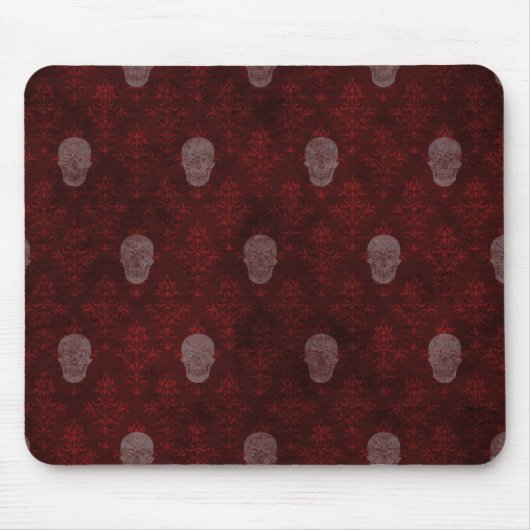 Falling Viktorianisch Skulls Red Mousepad (Vorne)