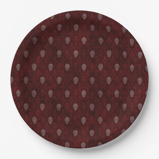 Falling Viktorianisch Skulls Red Pappteller (Vorderseite)